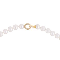 Κολιέ με Κ14 χρυσό κούμπωμα με ζιργκόν και λευκά μαργαριτάρια - F126582